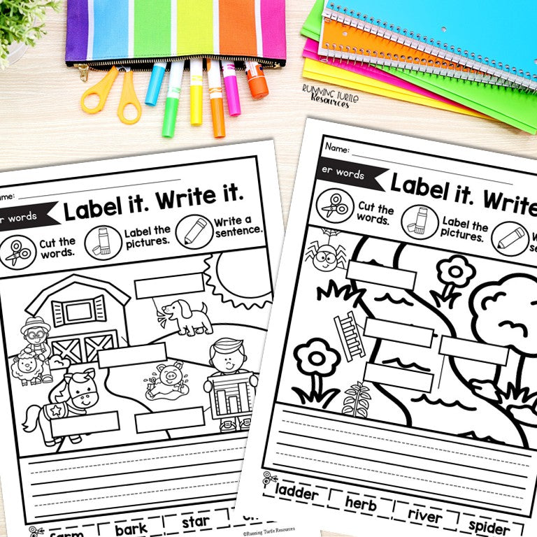 Bossy R Label It Write It Cut and Paste Worksheets for Kindergarten and 1st Grade