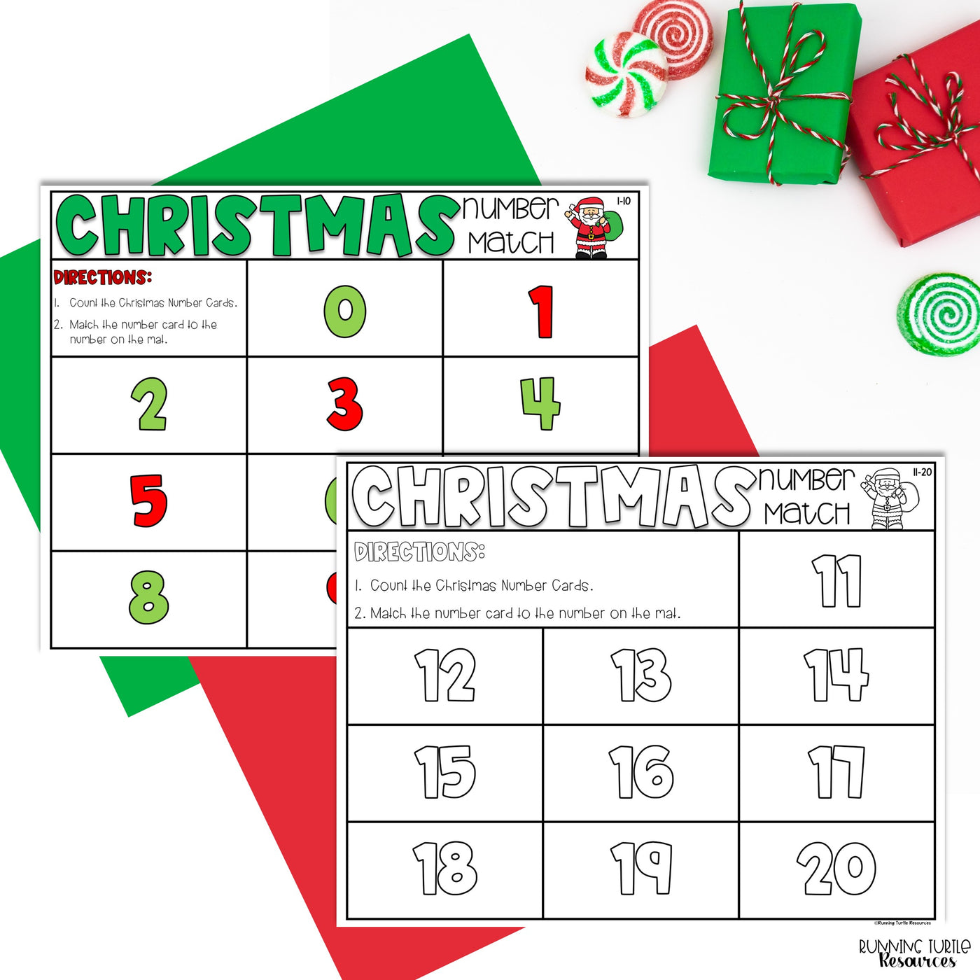 Christmas Number Match Count and Cover Task Cards