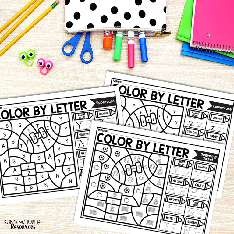 Sports Color by Letter and Beginning Sound Pages