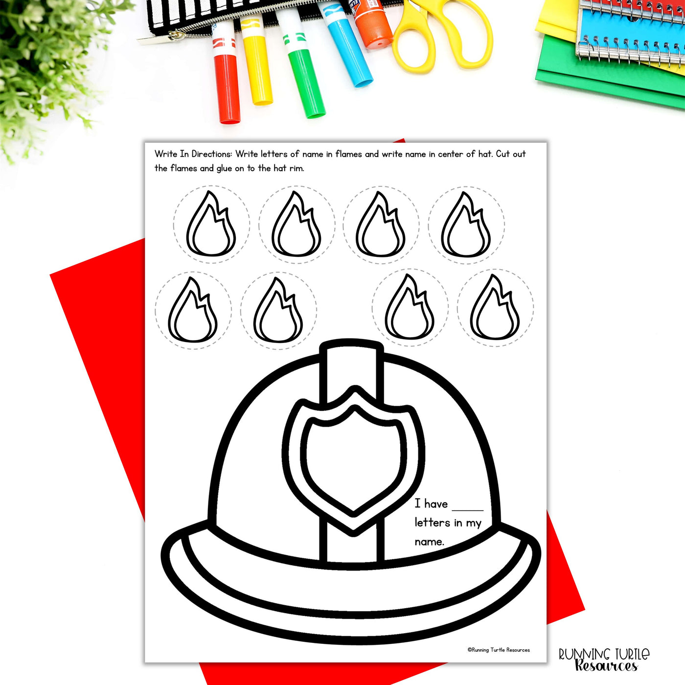 Firefighter Craft for Fire Safety Week, Preschool and Kindergarten Name Craft