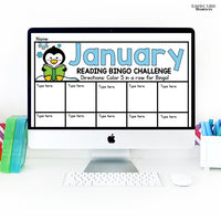 January Reading Log and Bookmark, Winter Bingo Reading Challenge