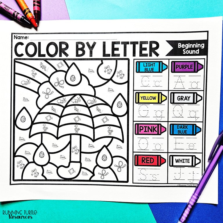 Spring Color by Letter and Beginning Sound Pages