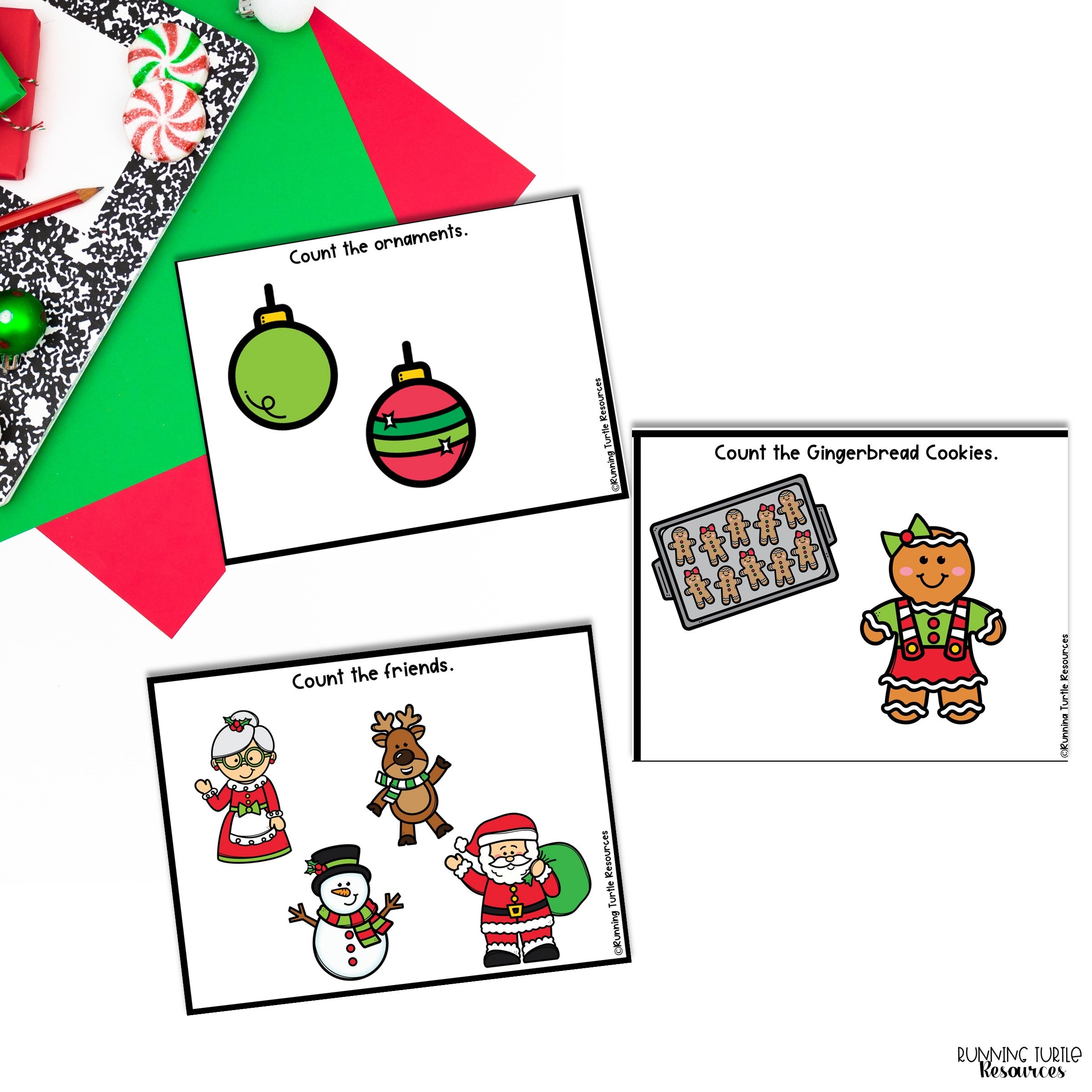 Christmas Number Match Count and Cover Task Cards