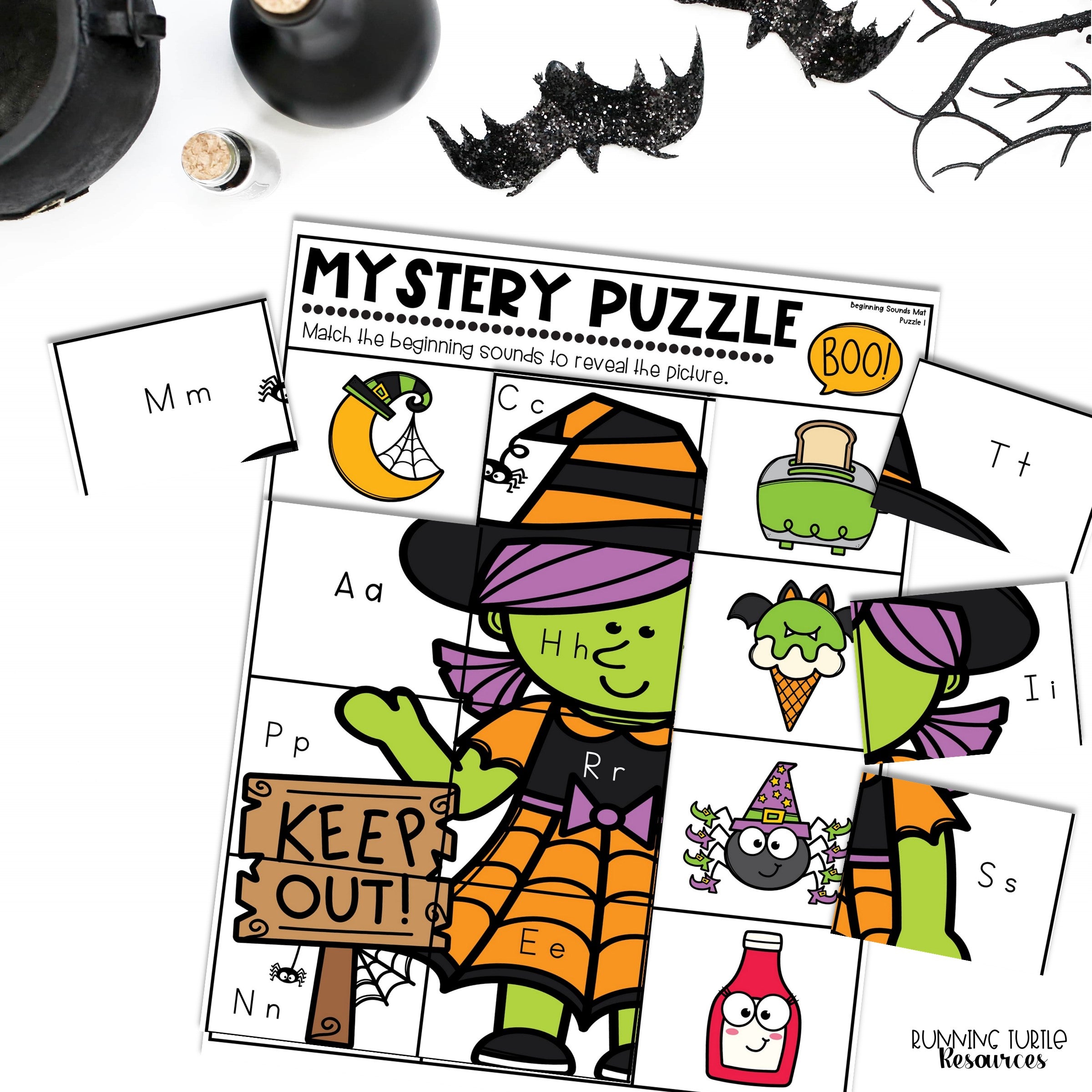 Halloween Mystery Puzzles, Fall Letter Match