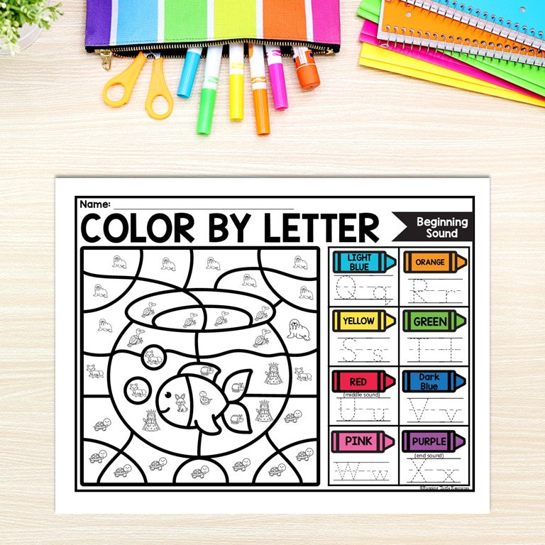 Pets Color by Letter and Beginning Sound Pages