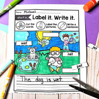 CVC Labeling Pictures, Label it! Write it!, Read and Match CVC Worksheets