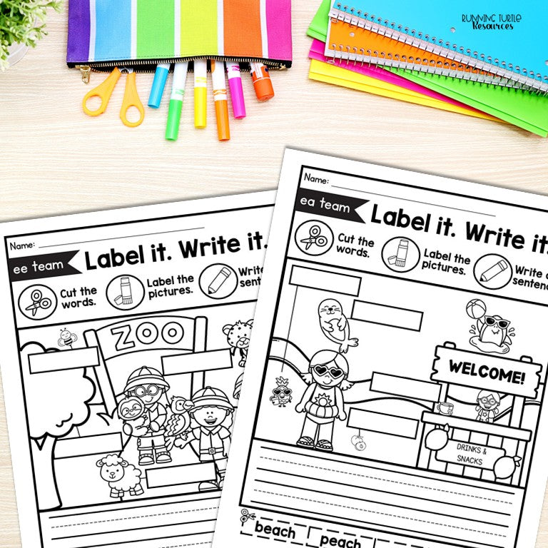 Vowel Team Labeling Worksheets