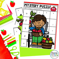 Fall Mystery Puzzles, Autumn Letter and Beginning Sounds Match