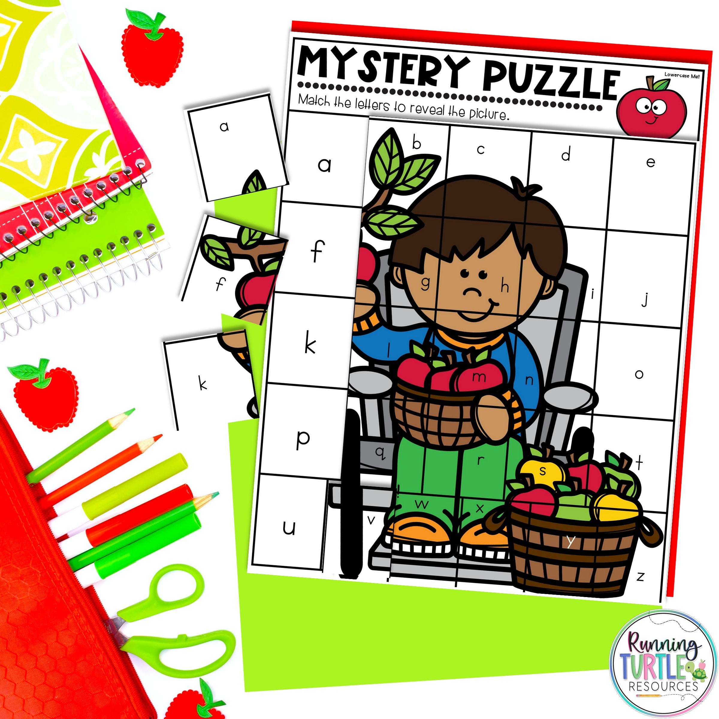 Fall Mystery Puzzles, Autumn Letter and Beginning Sounds Match