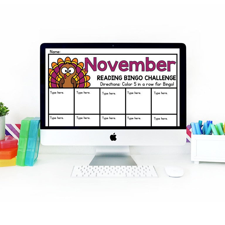 November Reading Bingo Challenge and Thankful Bookmarks