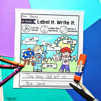 Bossy R Label It Write It Cut and Paste Worksheets for Kindergarten and 1st Grade