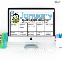 January Reading Log and Bookmark, Winter Bingo Reading Challenge