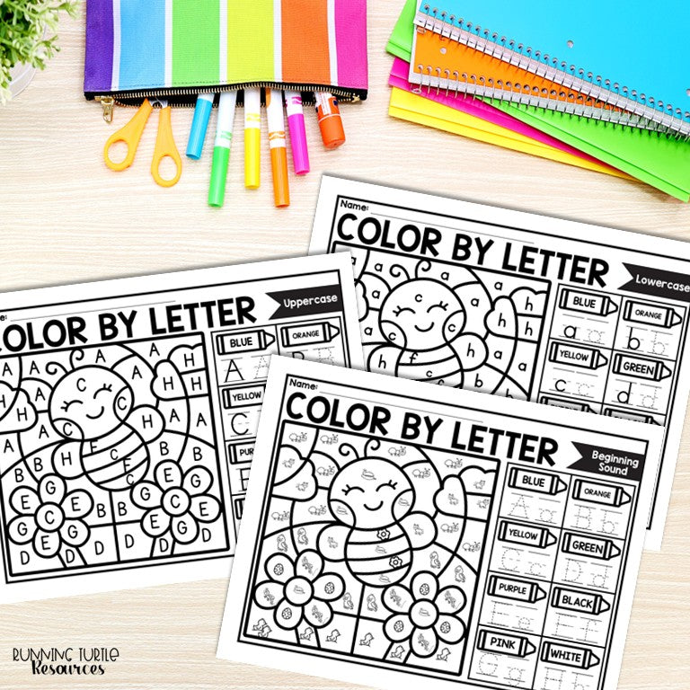 Spring Color by Letter and Beginning Sound Pages