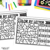 Farm Color by Letter and Beginning Sound Pages