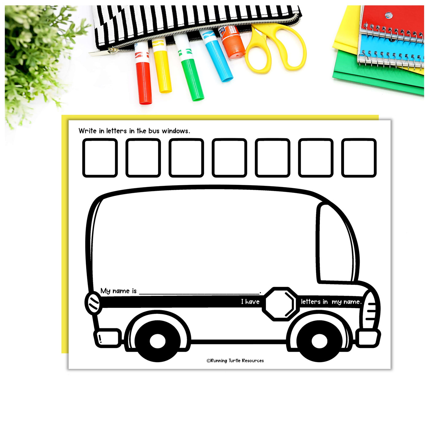 Back to School Name Craft EDITABLE Bus Activity
