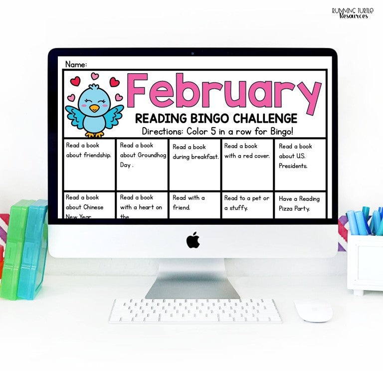 February Reading Bingo Challenge, February Reading Log and Bookmarks