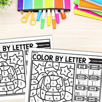 Back to School Color by Letter and Beginning Sound Pages