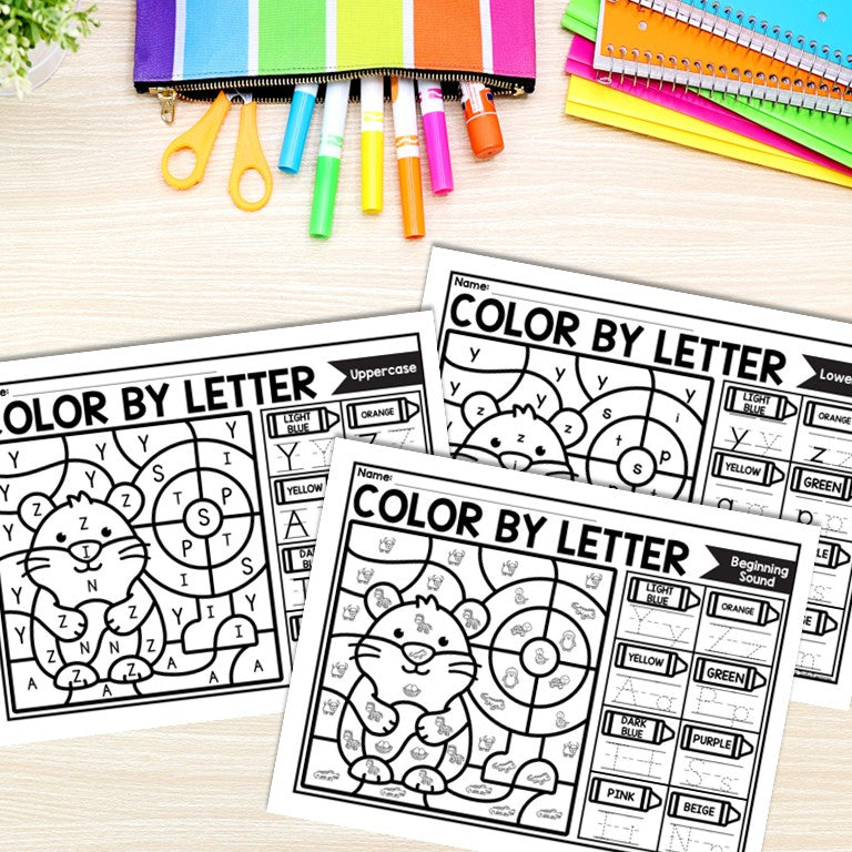 Pets Color by Letter and Beginning Sound Pages