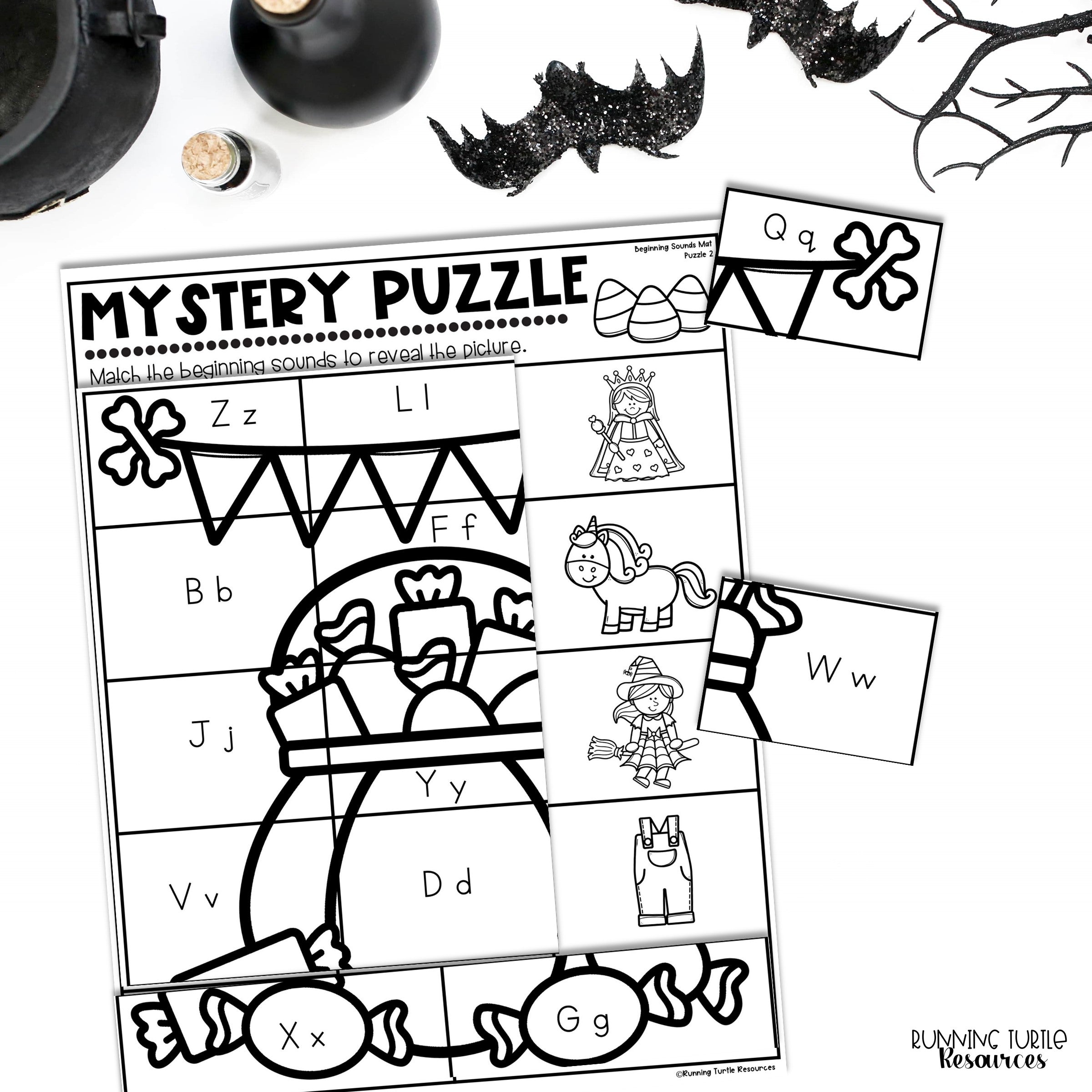 Halloween Mystery Puzzles, Fall Letter Match