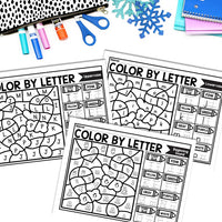 Winter Color by Letter and Beginning Sound Pages