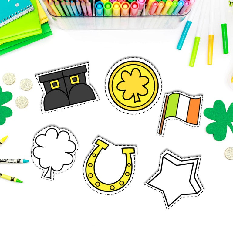 March Cutting Practice, Shamrock Cut Out, Rainbow Outline, St. Patricks Prek