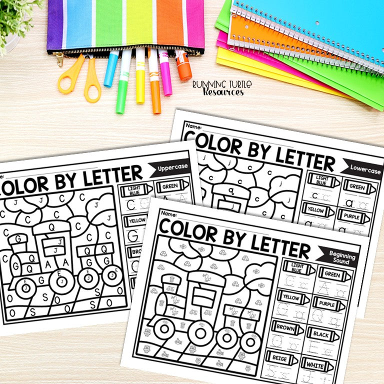 Transportation Color by Letter and Beginning Sound Pages, Things that Go Activities
