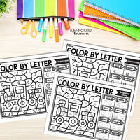 Transportation Color by Letter and Beginning Sound Pages, Things that Go Activities