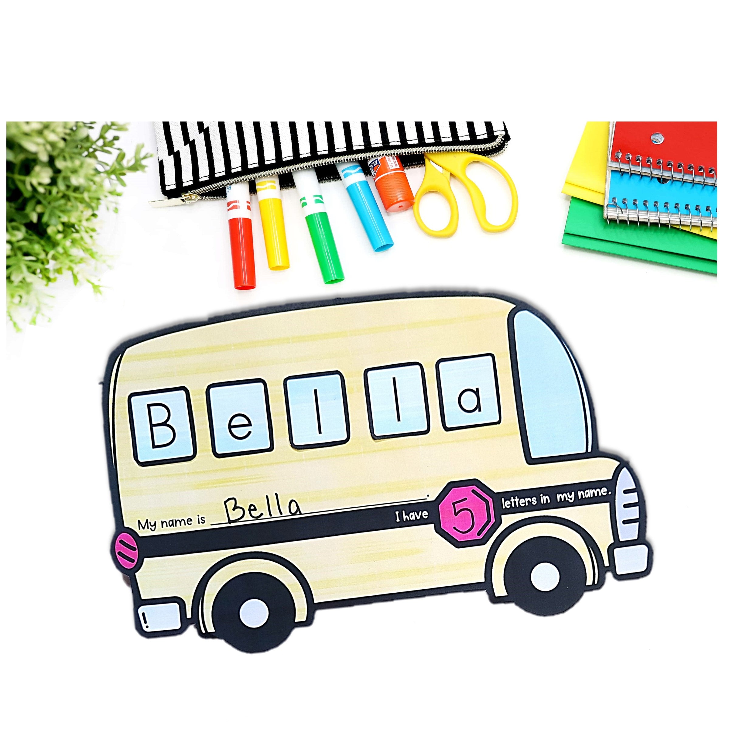 Back to School Name Craft EDITABLE Bus Activity