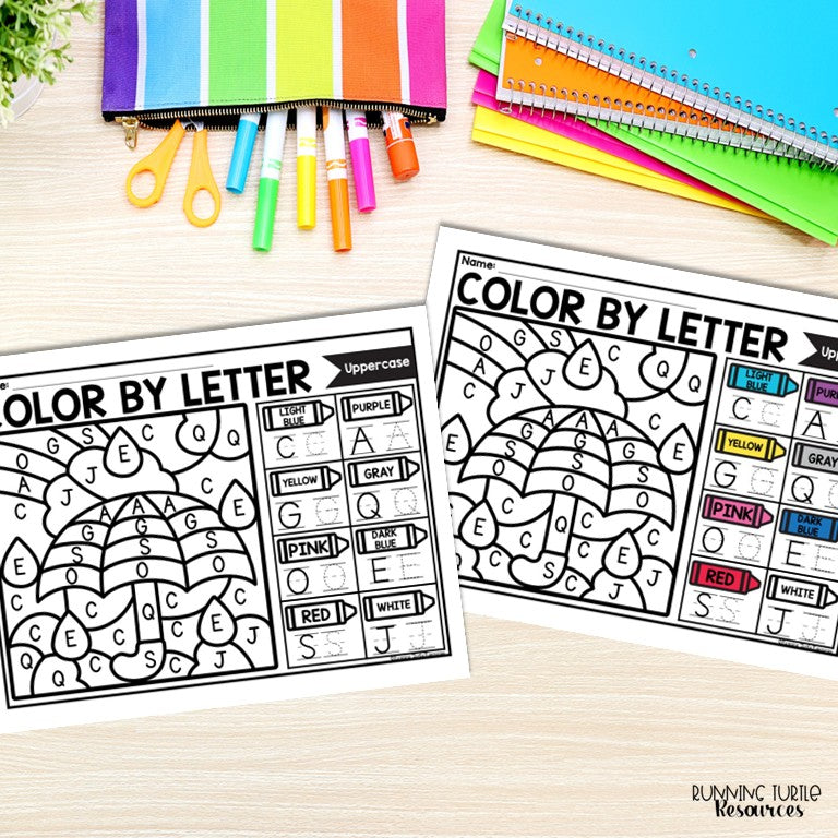 Spring Color by Letter and Beginning Sound Pages
