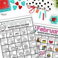 February Reading Bingo Challenge, February Reading Log and Bookmarks