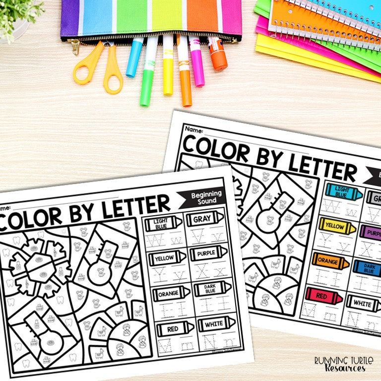 Weather Color by Letter and Beginning Sound Pages