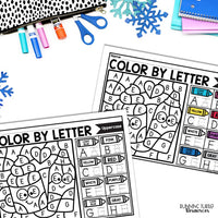 Winter Color by Letter and Beginning Sound Pages