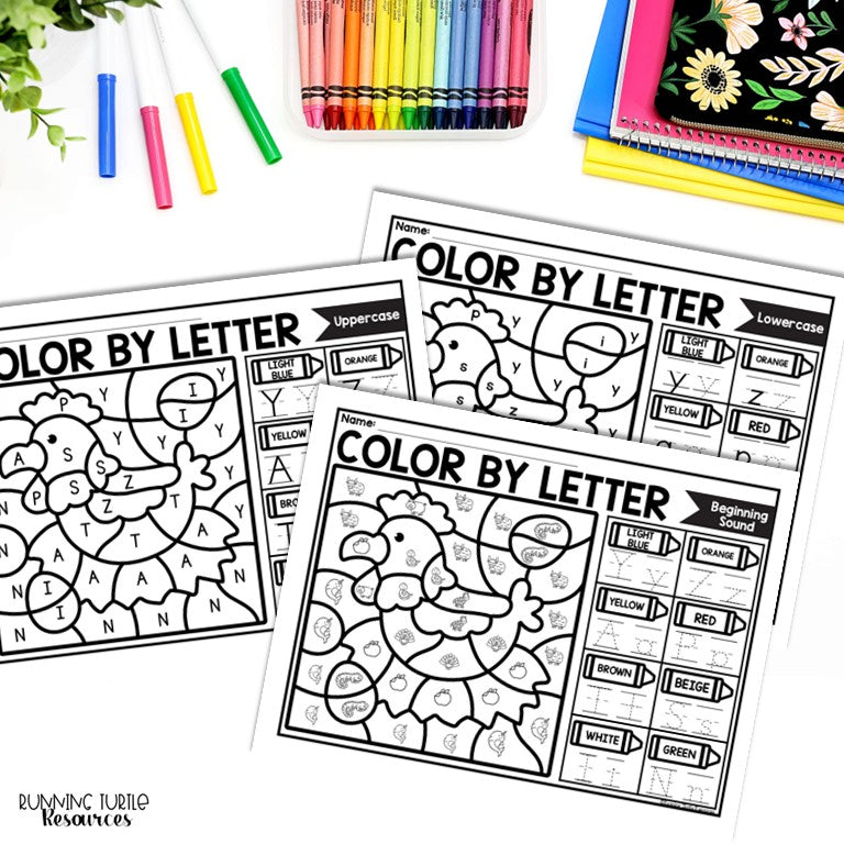 Farm Color by Letter and Beginning Sound Pages