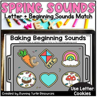 A promotional image featuring a letter tracing activity titled 'Spring Beginning Sounds' with colorful illustrations of letters and spring-themed graphics like carrots and clouds, accompanied by a call to use letterer for educational purposes.