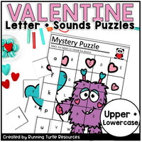 Valentine Themed Letter Match and Beginning Sounds Puzzle for Preschool and Kindergarten