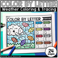 Image showing a weather cloud and windy leaves coded by letters with space to trace the letters.