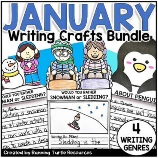 January and Winter themed Writing templates with space for students to write and draw, as well as add a fun illustrated topper