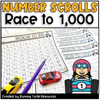 Promotional Image for number scrolls where each page is its own hundreds chart.