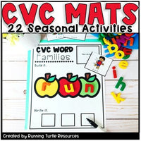 Promotional Image of a CVC Word Building Mat spelling the word "run" with magnet letters