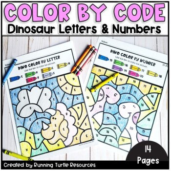 Color by code Dinosaur Theme, Color by Number and Color by Letter
