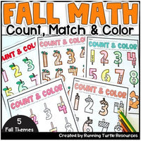 Photograph of Count and Color Mats in the themes of apples, pumpkins, leaves, carmel apples and acorns