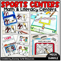 A collection of sports-themed educational centers and activities for preschool and kindergarten, including math and literacy tasks with sports equipment and themed crafts.