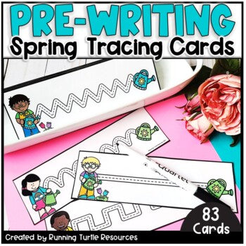 Photograph of 4 tracing strips with prewriting lines
