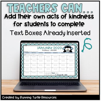 January 2023 Kindness Calendar *Editable* l Lifetime Updates