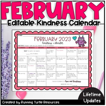 February 2023 Kindness Calendar *Editable* l Lifetime Updates