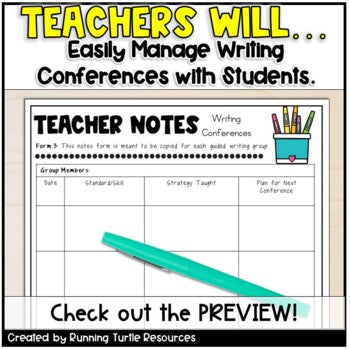 Writing Conference Goals and Strategies 3rd-5th Grade Common Core