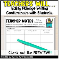 Writing Conference Goals and Strategies 3rd-5th Grade Common Core
