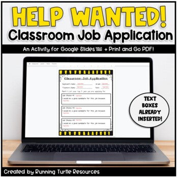 Classroom Job Application PDF and Digital