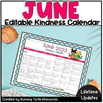 June 2023 Kindness Calendar Editable l Lifetime Updates