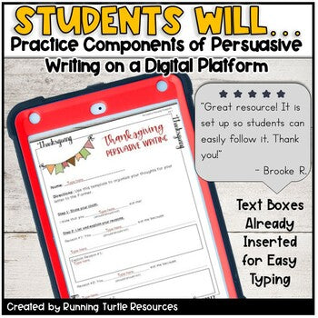 Digital Thanksgiving Turkey Persuasive Writing with Google Slides TM